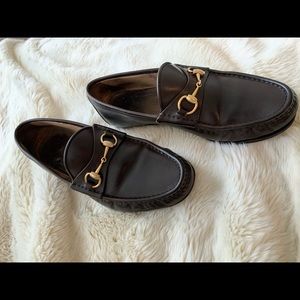 GUCCI Horsebit Loafer - Brown Leather / Gold Bit